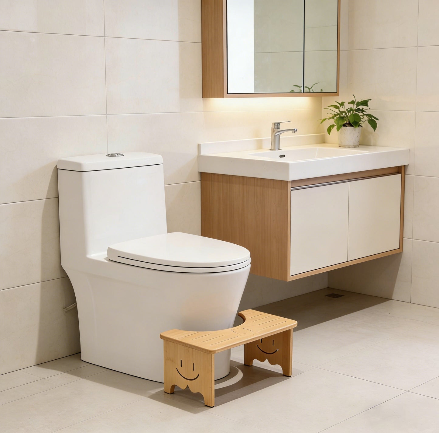 Foldable Bamboo Toilet Stool, 7 In Height Toilet Potty Stool