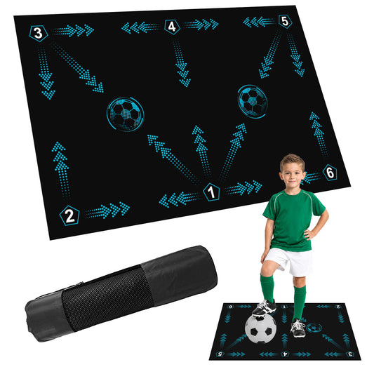 Soccer Training Mat 35.4x23.6in 0.23in Thick Footwork & Ball Control Black
