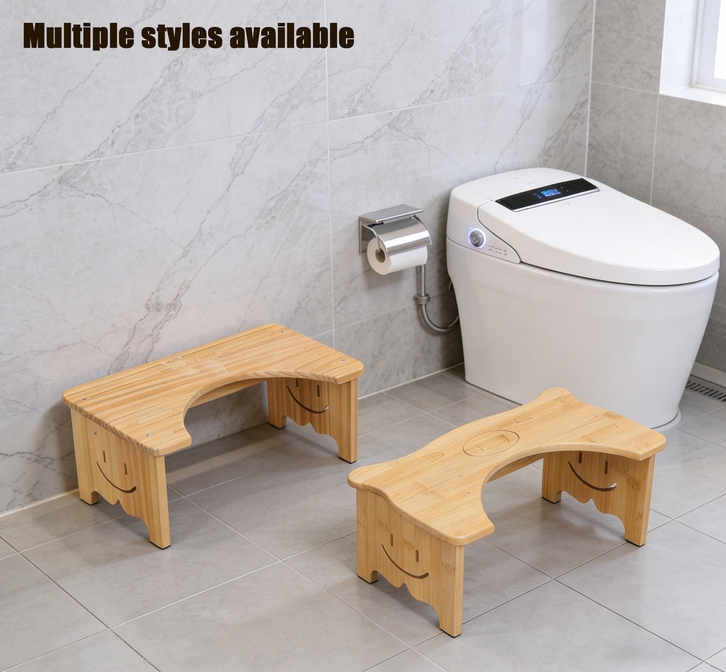 Foldable Bamboo Toilet Stool, 7 In Height Toilet Potty Stool