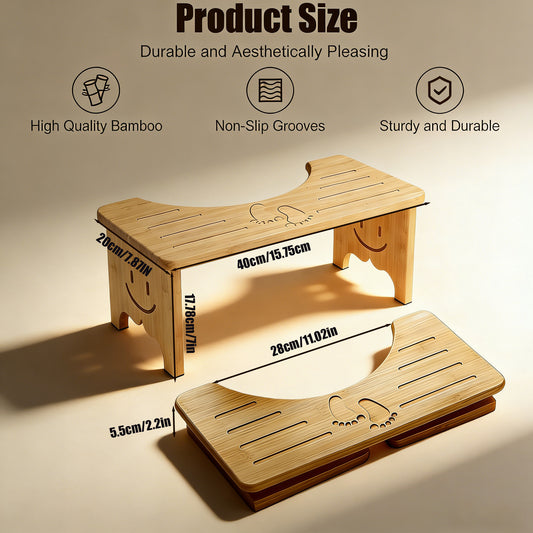 Foldable Bamboo Toilet Stool, 7 In Height Toilet Potty Stool